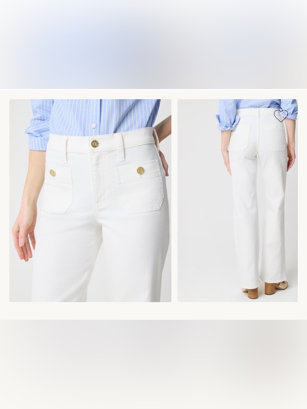 J. CREW Slim wide-leg Sailor jean in all-day stretch in White Sz. $158 CG417